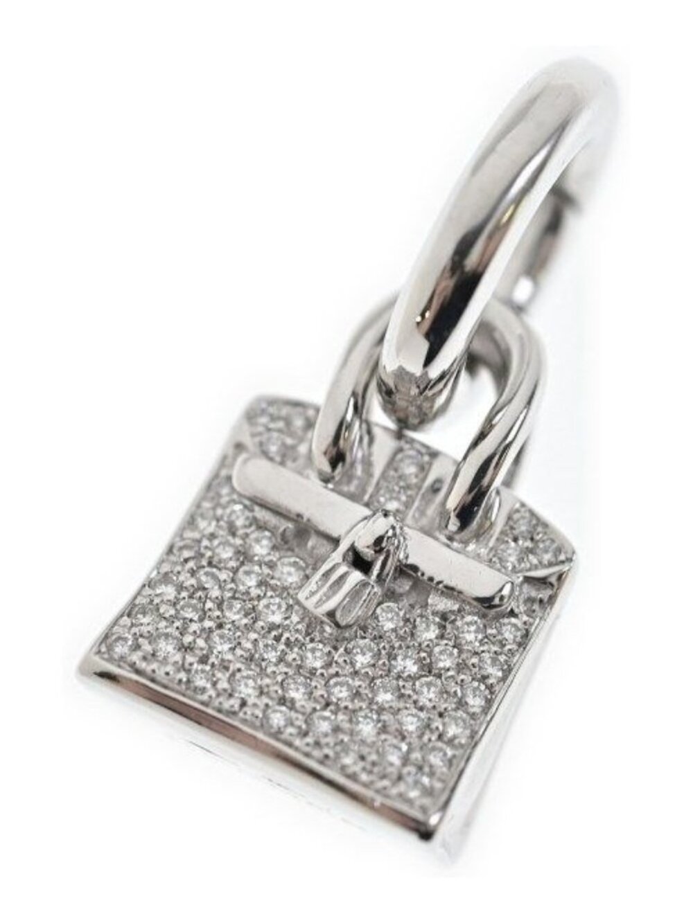 Hermes Birkin Diamond Pendant 18K White Gold New Charm